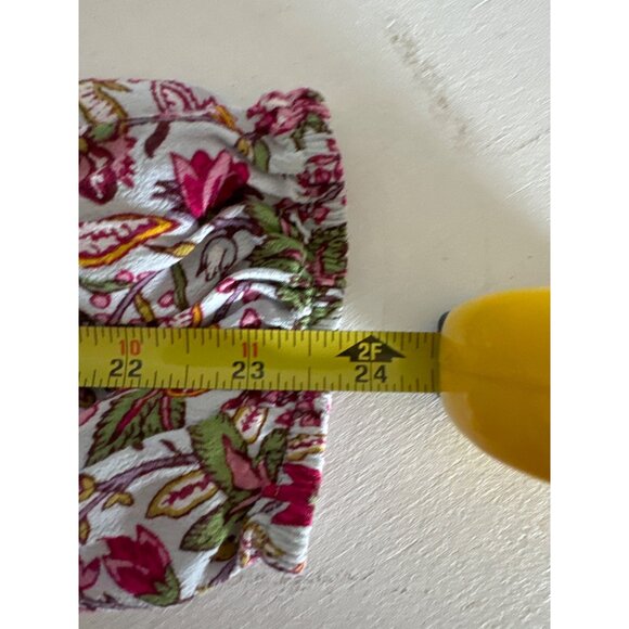 Loft Womens Blouse Sz L Pink Cropped Elastic Waist Long-Slv Cottage Ditzy Floral - Picture 6 of 9